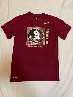 Florida State Nike Dri FIT T Shirt Mens Small Maroon Short Sleeve Crew Preowned